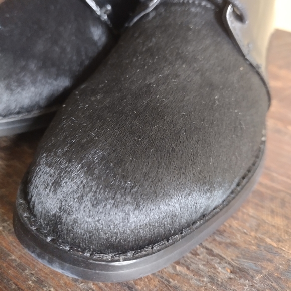 Victoria's Secret Calf Hair Faux Patent Combat Moto Boots Size 7 - Picture 6 of 9